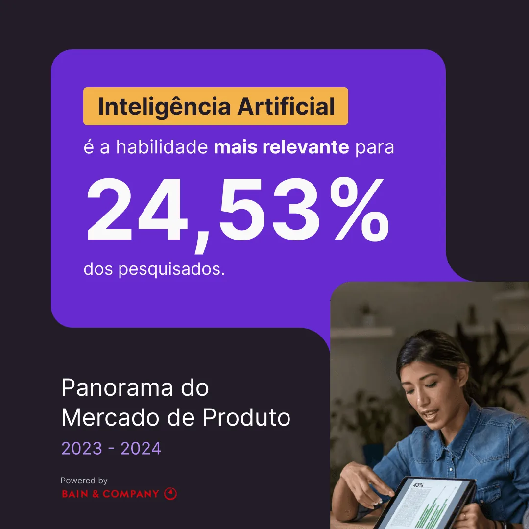 Inteligência Artificial é a habilidade mais relevante para 24,53% dos pesquisados no Panorama do Mercado de Produto 2023-2024